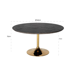 Richmond Eettafel Blackbone gold 140Ø (Black rustic)