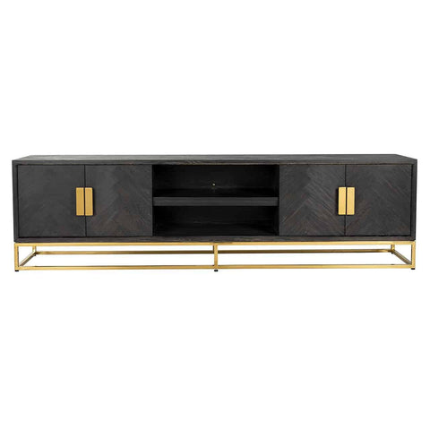 Image of Richmond TV-dressoir Blackbone gold 4-deuren 220 (Black rustic)