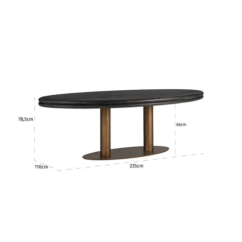 Image of Richmond Eettafel Macaron ovaal 235 (Black rustic)