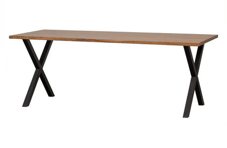WOOOD Exclusive Jimmy Eettafel Noten 200x90 X-poot Metaal Zwart