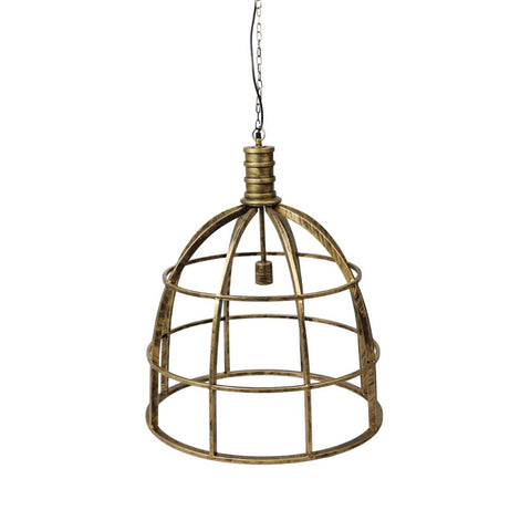 Image of Hanglamp Cage Industrieel HSM Collection 60x60x75 cm Goud Ijzer