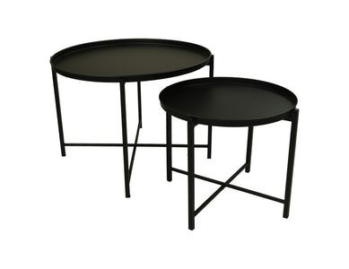 Salontafels Plain (set van 2) La Casa de Meubel Zwart Metaal ø65x45/ø45x38 cm