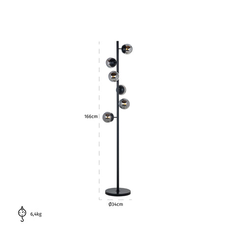 Image of Richmond Vloerlamp Zola smoked (Black)