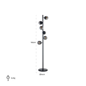 Richmond Vloerlamp Zola smoked (Black)