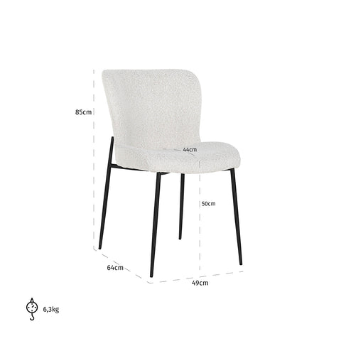 Image of Richmond Stoel Darby white bouclé / black (Copenhagen 900 Bouclé White)