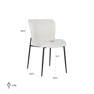 Richmond Stoel Darby white bouclé / black (Copenhagen 900 Bouclé White)