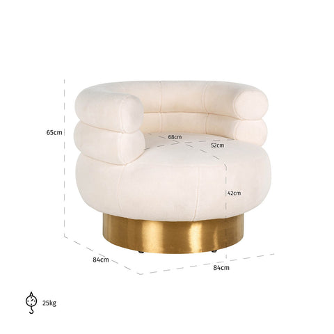 Image of Richmond Draaifauteuil Fayah White teddy / Brushed gold