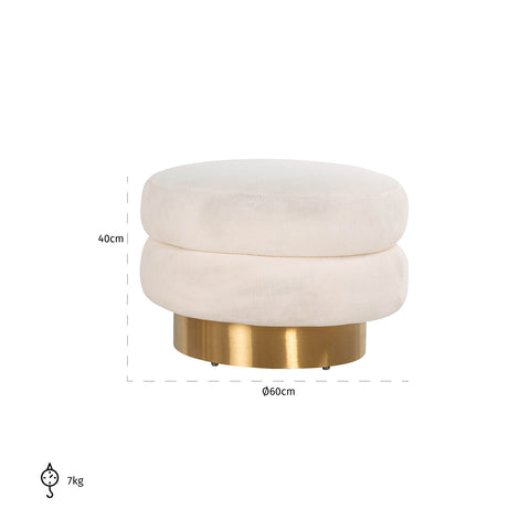 Image of Richmond Poef Faya White Teddy / Brushed gold (White)