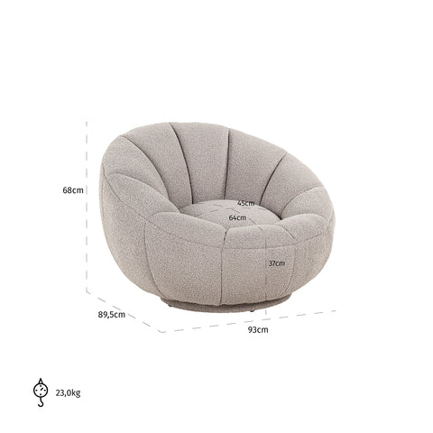 Image of Richmond Draaifauteuil Kendall taupe bouclé (Copenhagen 803 Bouclé taupe)
