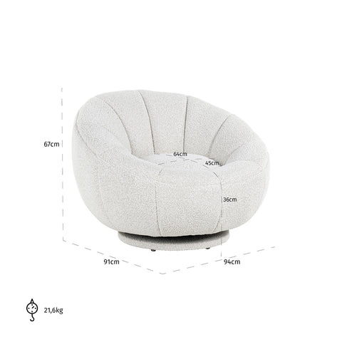 Image of Richmond Draaifauteuil Kendall white bouclé (Copenhagen 900 Bouclé White)