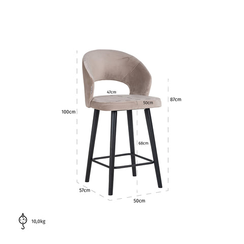 Image of Richmond Counterstoel Savoy khaki velvet (Quartz Khaki 903)