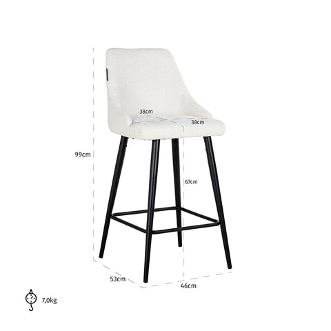 Image of Richmond Counter stoel Brooke white unicorn (set van 2) (Unicorn 02 white)