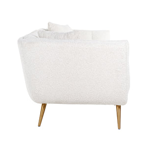 Richmond Bank Huxley White Bouclé / Brushed gold (Copenhagen 900 Bouclé White)