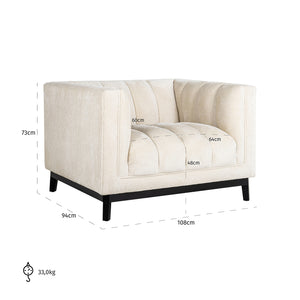 Richmond Fauteuil Beaudy white chenille fire retardant (FR-Bergen 900 white chenille)